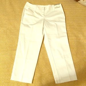 White mid rise cropped pants